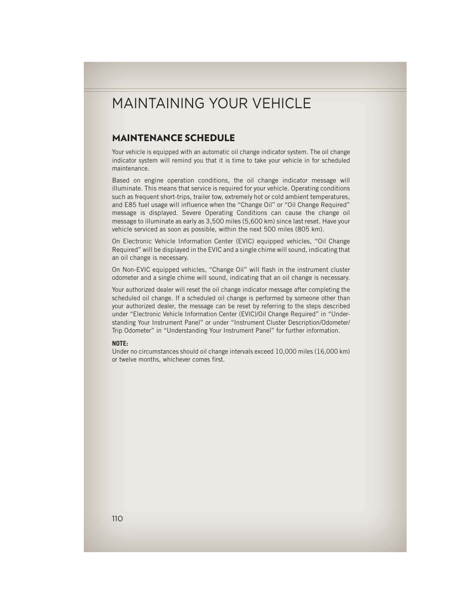 Maintenance schedule, Maintaining your vehicle | Jeep 2013 Wrangler - User Guide User Manual | Page 112 / 132