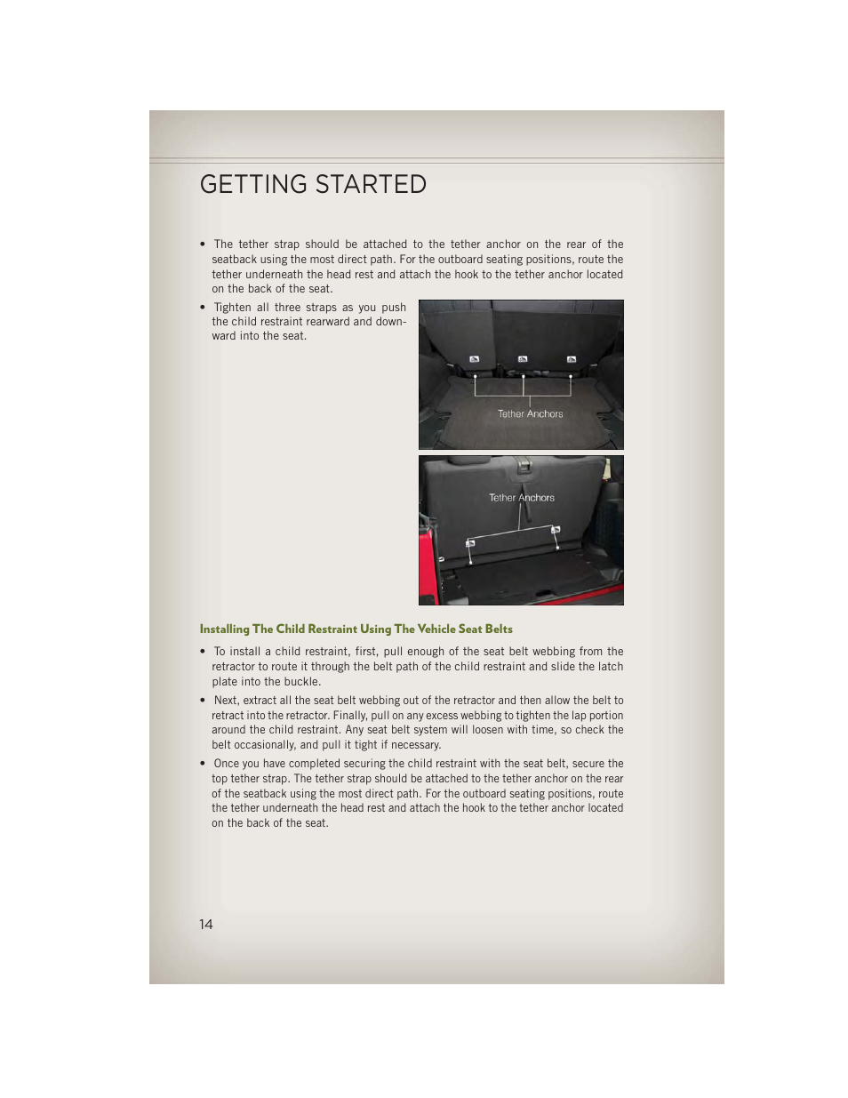 Getting started | Jeep 2013 Wrangler - User Guide User Manual | Page 16 / 132