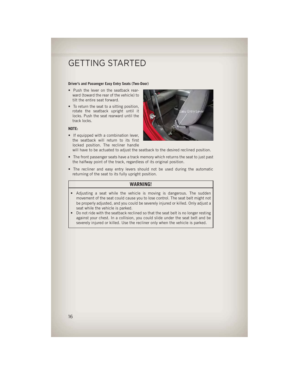 Getting started | Jeep 2013 Wrangler - User Guide User Manual | Page 18 / 132