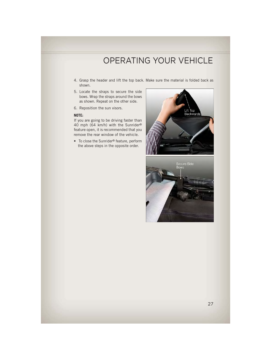 Operating your vehicle | Jeep 2013 Wrangler - User Guide User Manual | Page 29 / 132