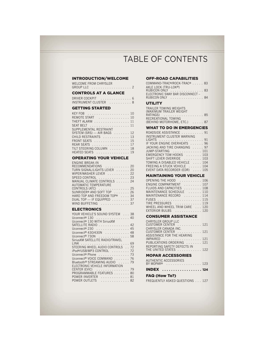 Jeep 2013 Wrangler - User Guide User Manual | Page 3 / 132