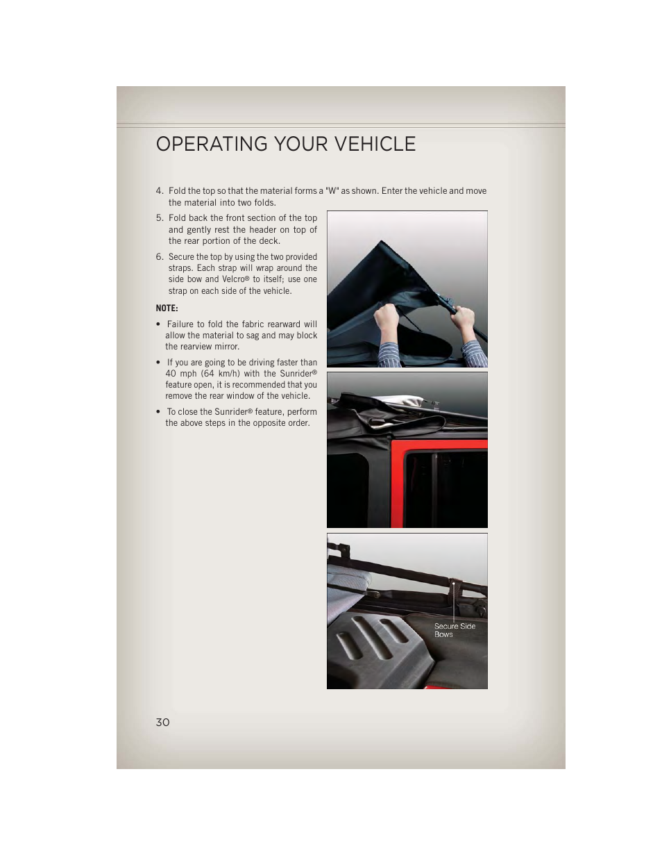 Operating your vehicle | Jeep 2013 Wrangler - User Guide User Manual | Page 32 / 132