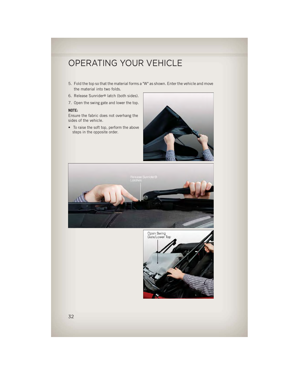 Operating your vehicle | Jeep 2013 Wrangler - User Guide User Manual | Page 34 / 132