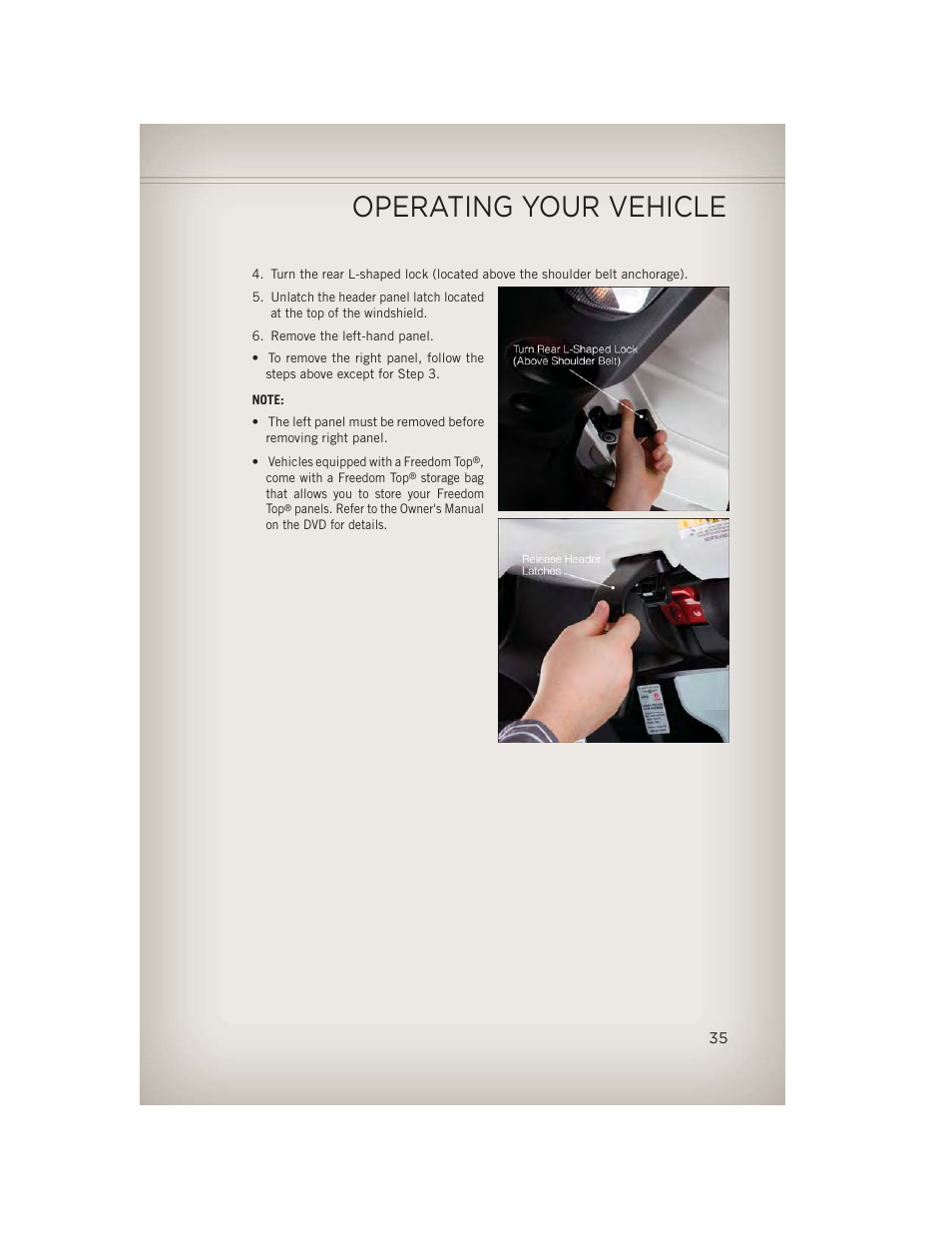 Operating your vehicle | Jeep 2013 Wrangler - User Guide User Manual | Page 37 / 132