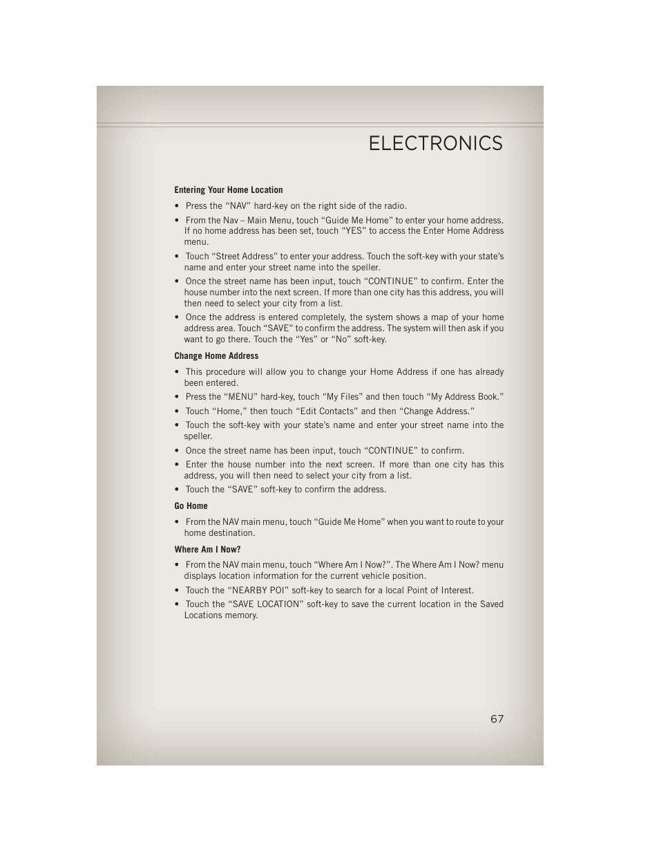 Electronics | Jeep 2013 Wrangler - User Guide User Manual | Page 69 / 132