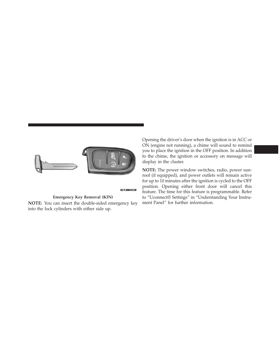 Ignition or accessory on message | Jeep 2014 Cherokee - Owner Manual User Manual | Page 17 / 690