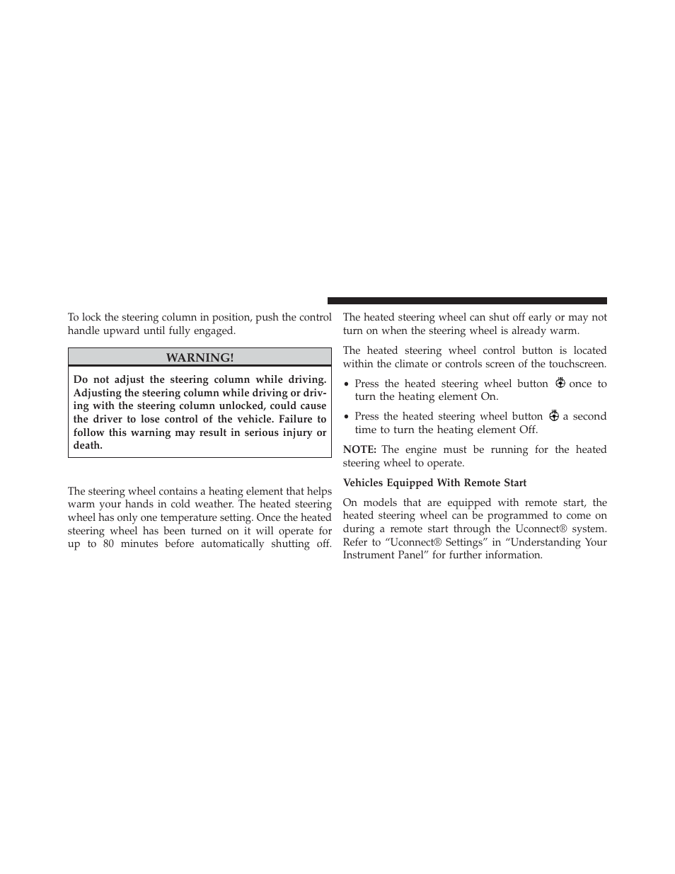 Heated steering wheel — if equipped, Heated steering wheel, If equipped | Jeep 2014 Cherokee - Owner Manual User Manual | Page 186 / 690