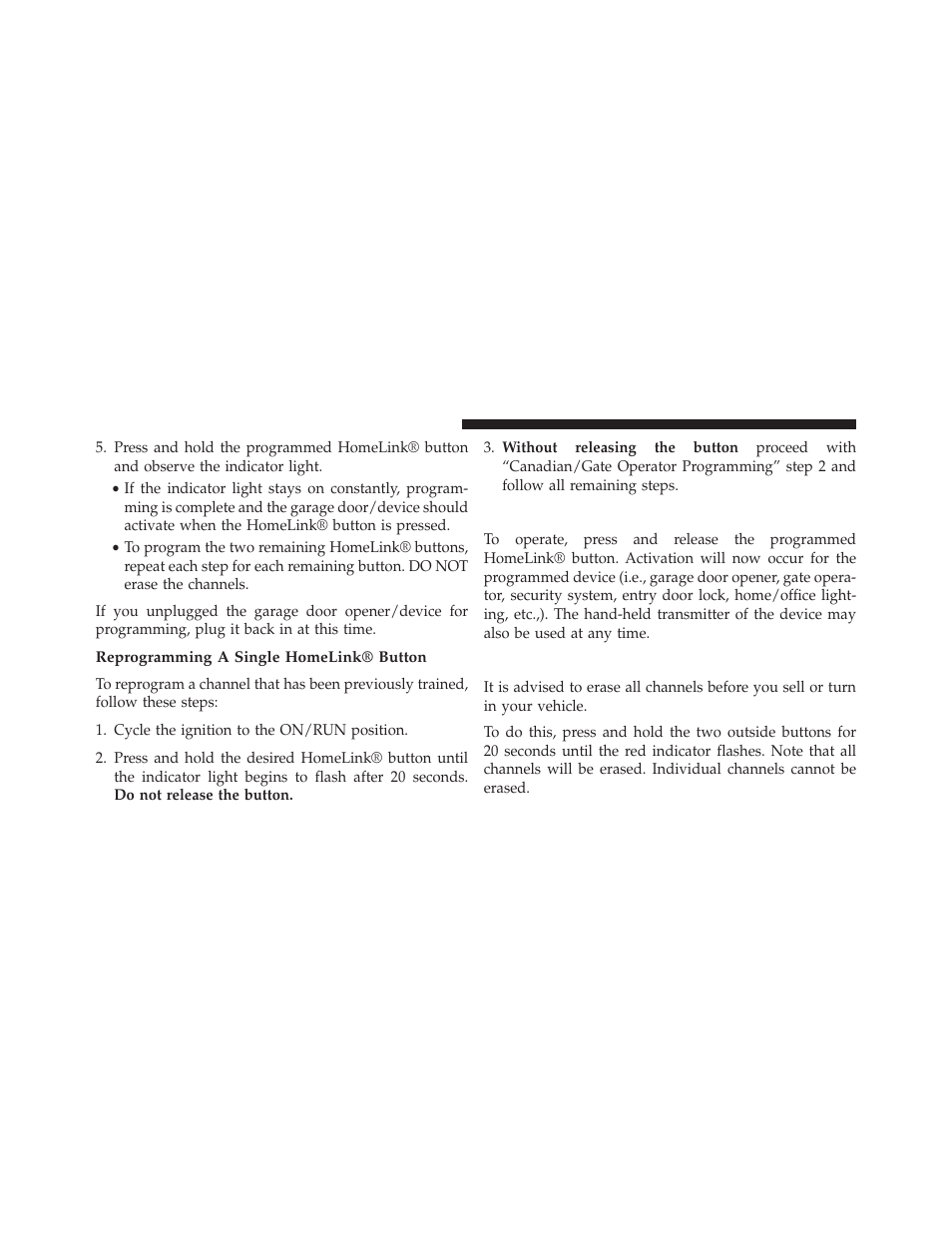 Reprogramming a single homelink® button, Using homelink, Security | Jeep 2014 Cherokee - Owner Manual User Manual | Page 294 / 690