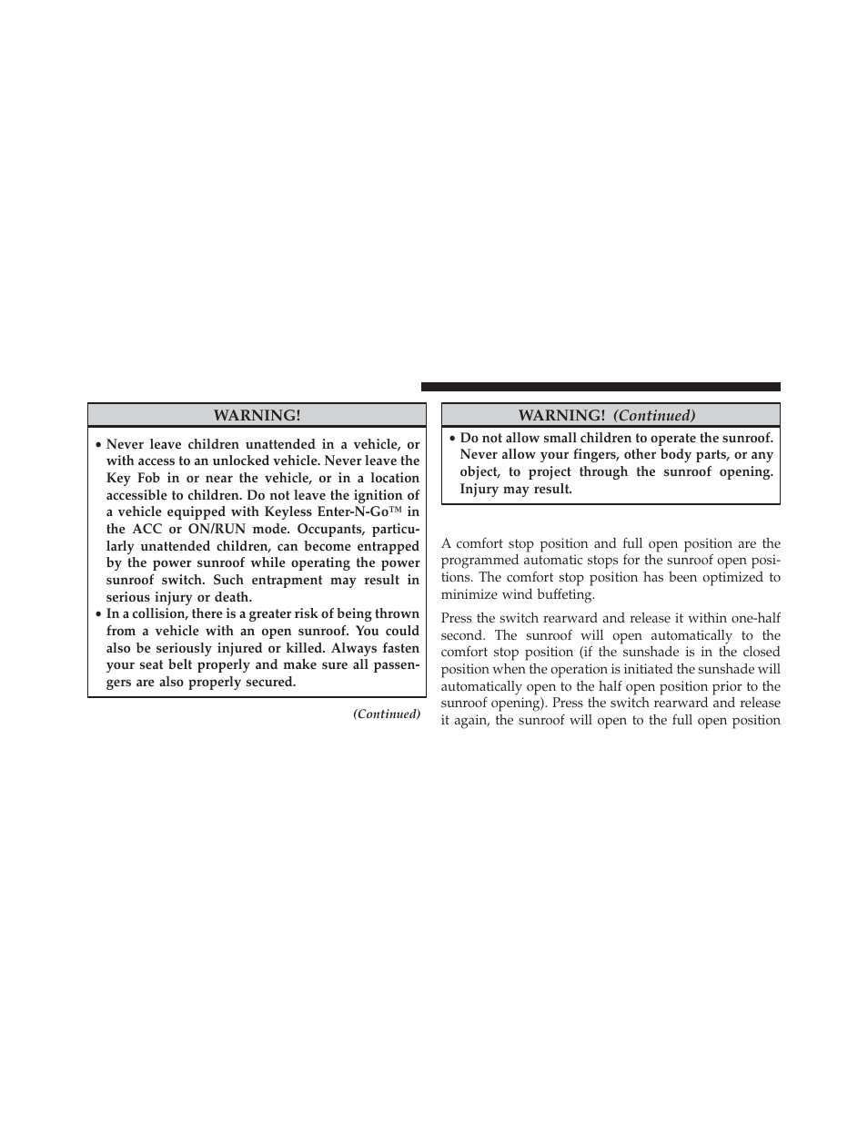 Opening sunroof — express | Jeep 2014 Cherokee - Owner Manual User Manual | Page 298 / 690