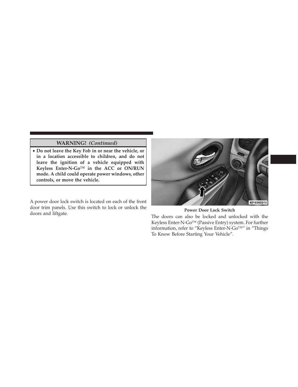 Power door locks | Jeep 2014 Cherokee - Owner Manual User Manual | Page 37 / 690