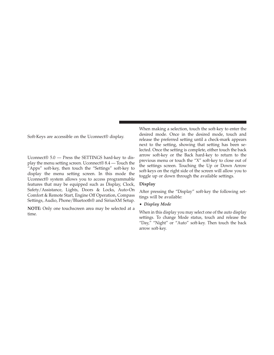 Soft-keys, Display, Customer programmable features | Uconnect® 5.0/8.4 settings | Jeep 2014 Cherokee - Owner Manual User Manual | Page 374 / 690