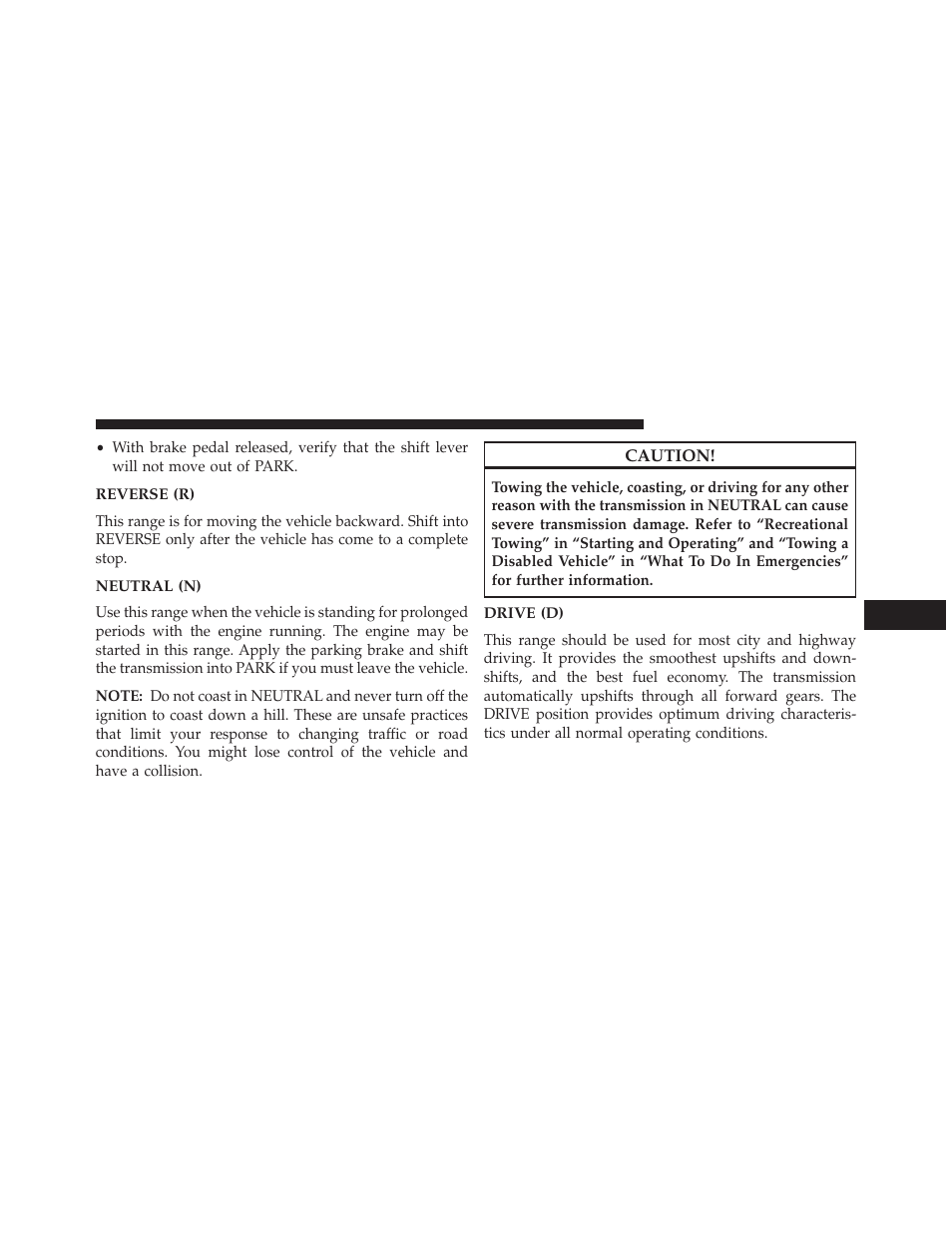 Reverse (r), Neutral (n), Drive (d) | Jeep 2014 Cherokee - Owner Manual User Manual | Page 433 / 690