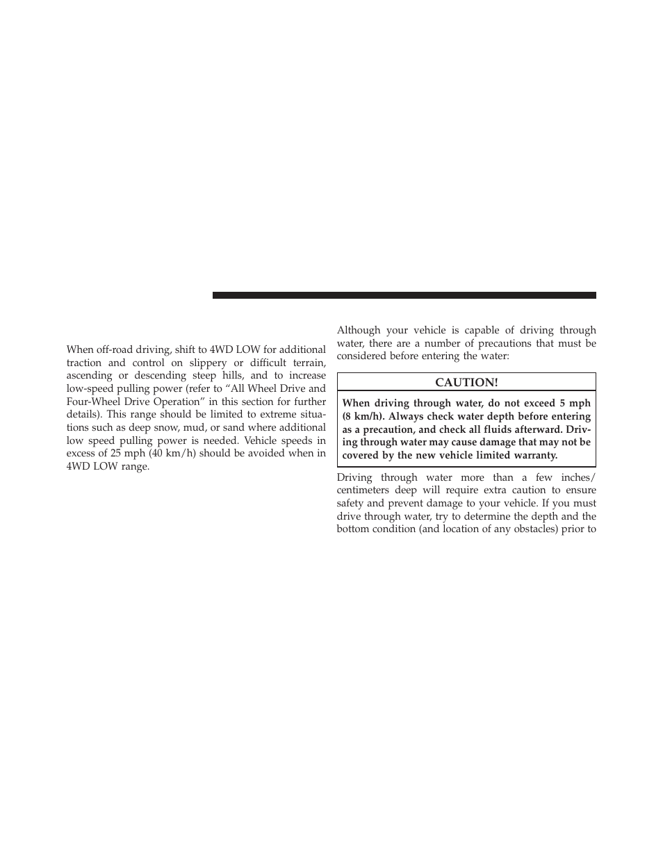 Off-road driving tips, When to use 4wd low range, Driving through water | Jeep 2014 Cherokee - Owner Manual User Manual | Page 448 / 690