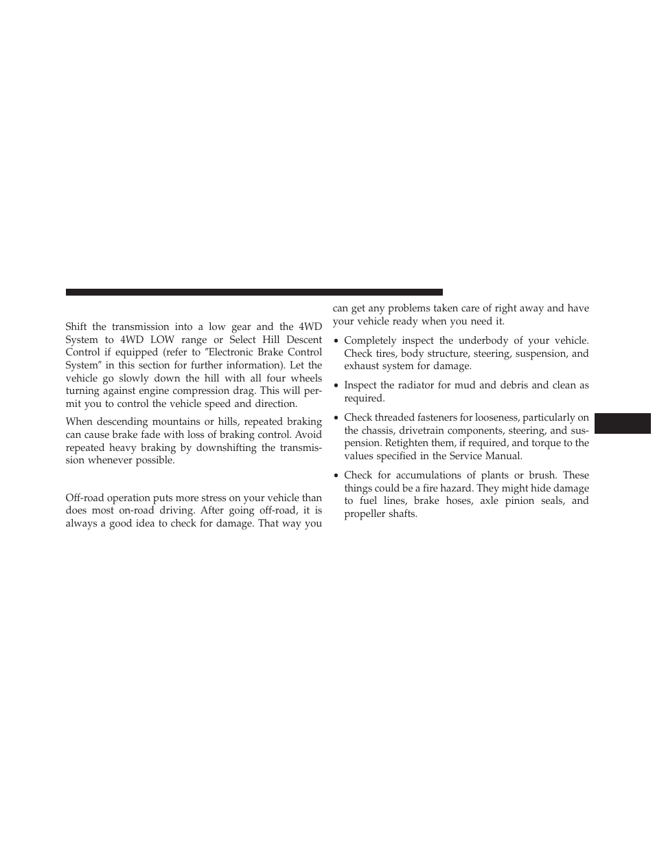 Traction downhill, After driving off-road | Jeep 2014 Cherokee - Owner Manual User Manual | Page 451 / 690