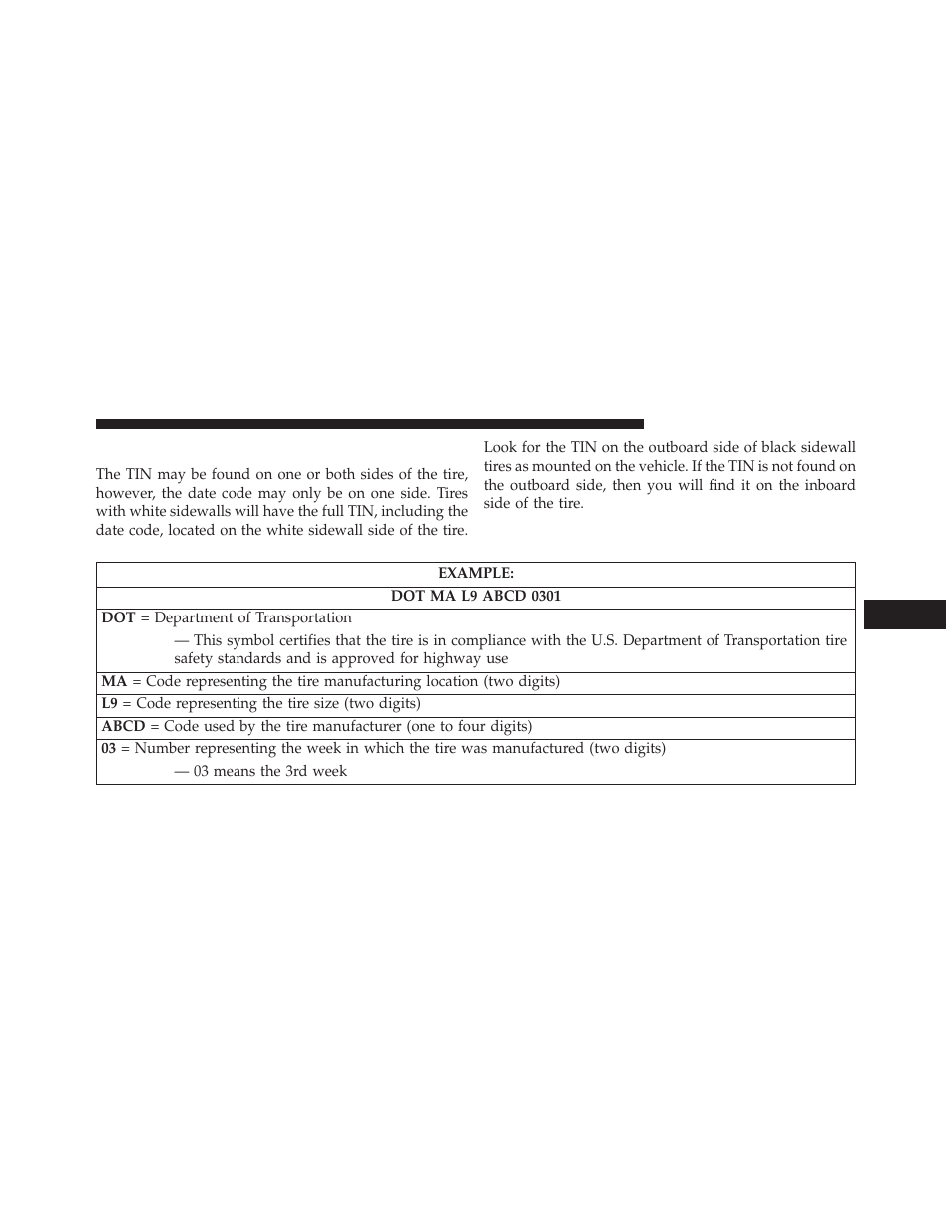 Tire identification number (tin) | Jeep 2014 Cherokee - Owner Manual User Manual | Page 487 / 690
