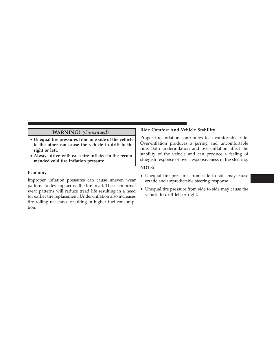 Economy, Ride comfort and vehicle stability | Jeep 2014 Cherokee - Owner Manual User Manual | Page 495 / 690