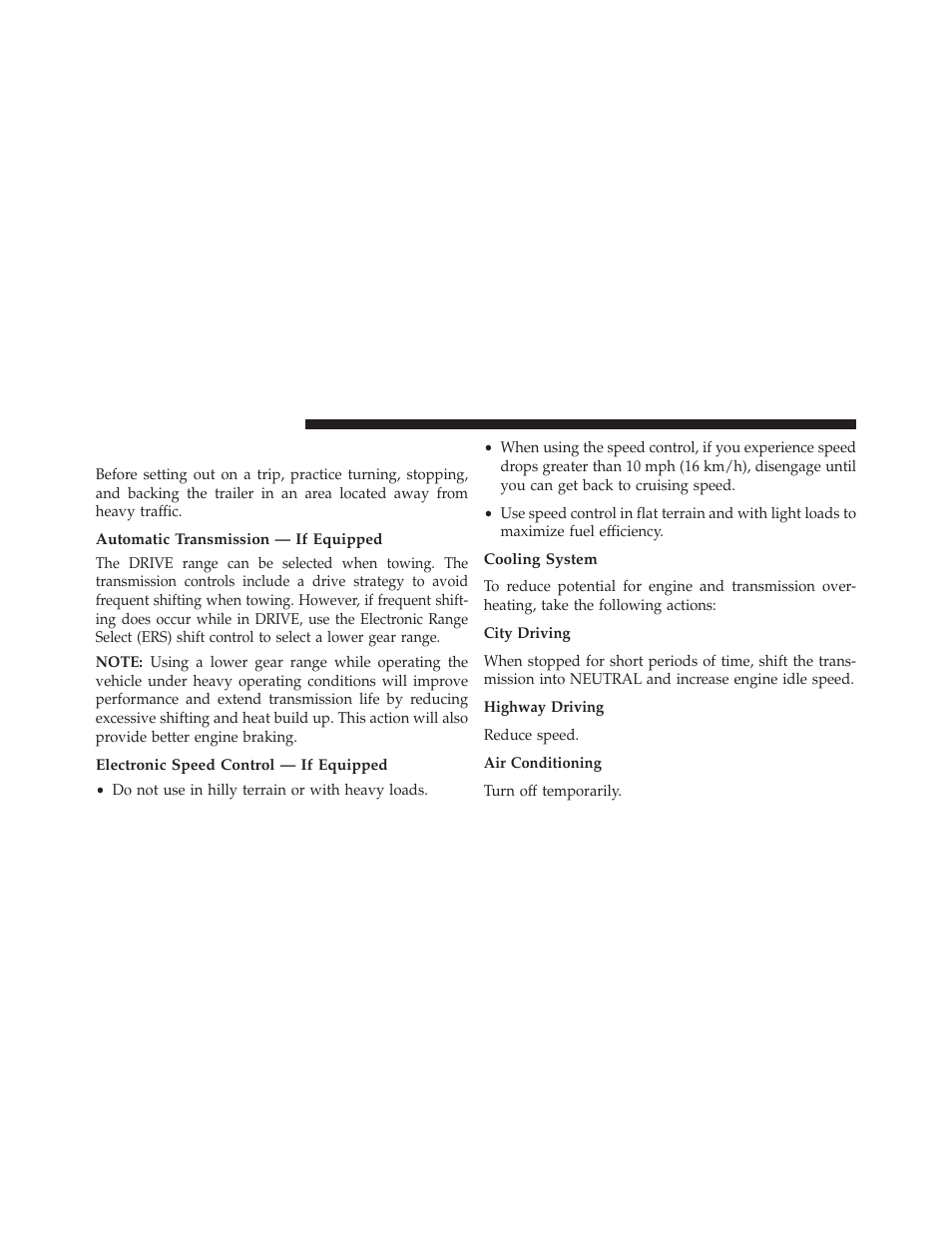Towing tips, Automatic transmission — if equipped, Electronic speed control — if equipped | Cooling system | Jeep 2014 Cherokee - Owner Manual User Manual | Page 544 / 690