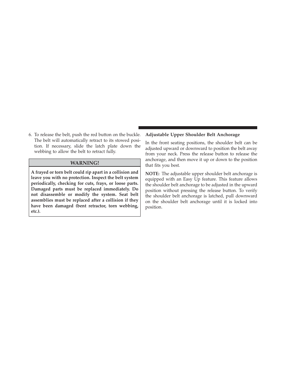 Adjustable upper shoulder belt anchorage | Jeep 2014 Cherokee - Owner Manual User Manual | Page 62 / 690