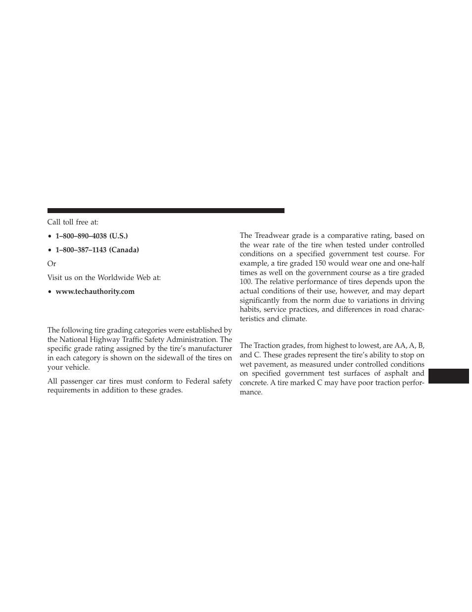 Treadwear, Traction grades, Department of transportation | Uniform tire quality grades | Jeep 2014 Cherokee - Owner Manual User Manual | Page 667 / 690