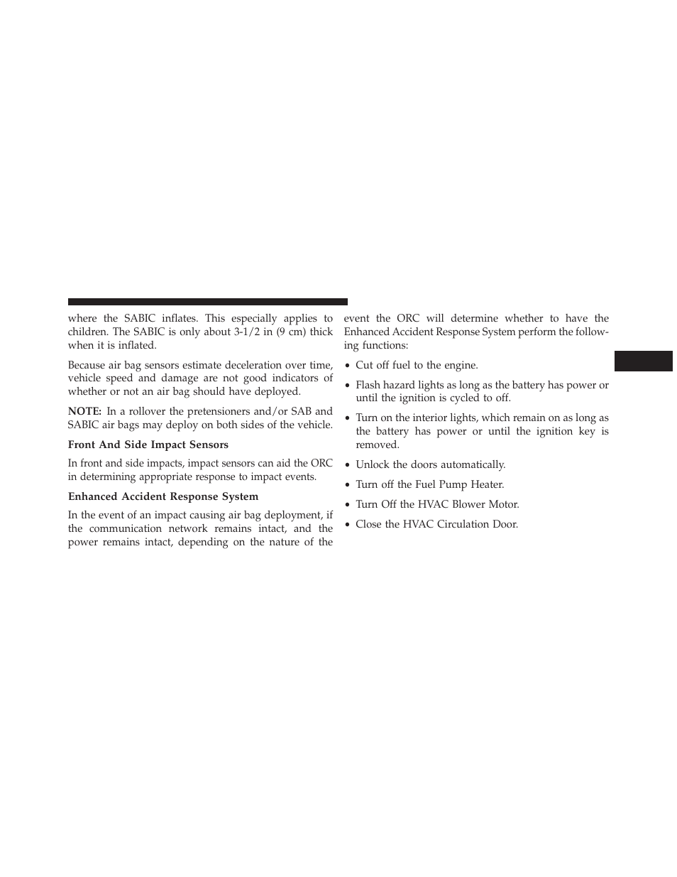 Front and side impact sensors, Enhanced accident response system | Jeep 2014 Cherokee - Owner Manual User Manual | Page 87 / 690