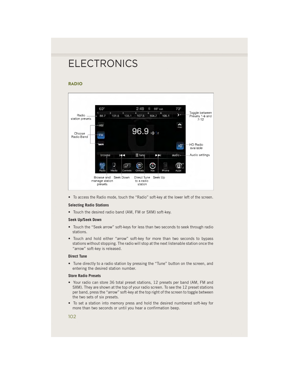 Radio, Electronics | Jeep 2014 Cherokee - User Guide User Manual | Page 104 / 204