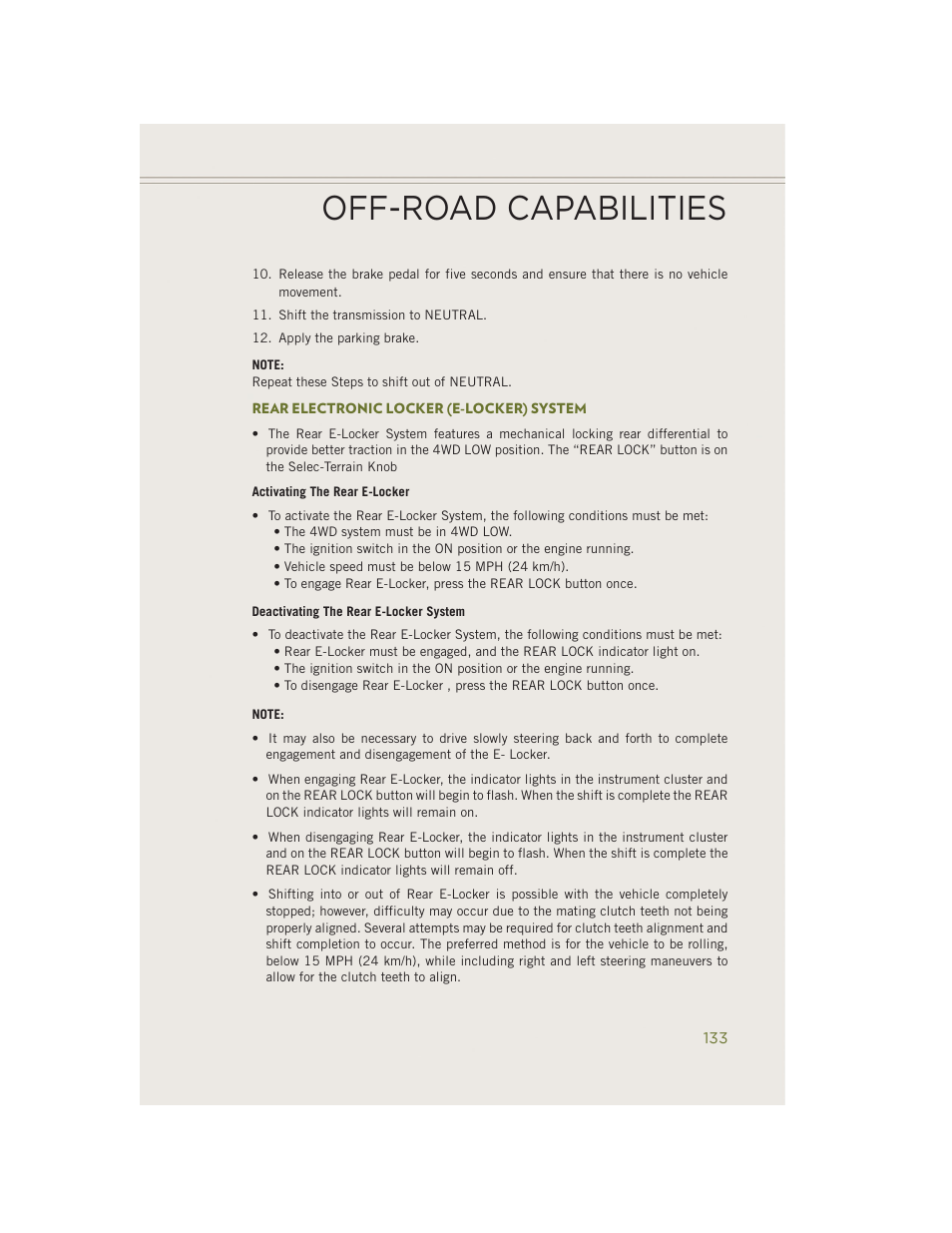 Rear electronic locker (e-locker) system, Off-road capabilities | Jeep 2014 Cherokee - User Guide User Manual | Page 135 / 204