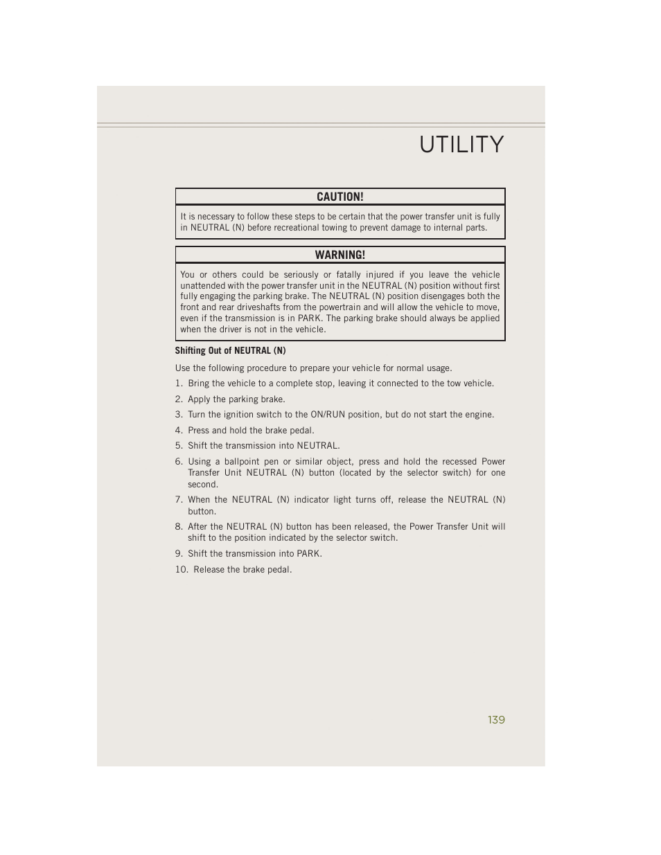 Utility | Jeep 2014 Cherokee - User Guide User Manual | Page 141 / 204