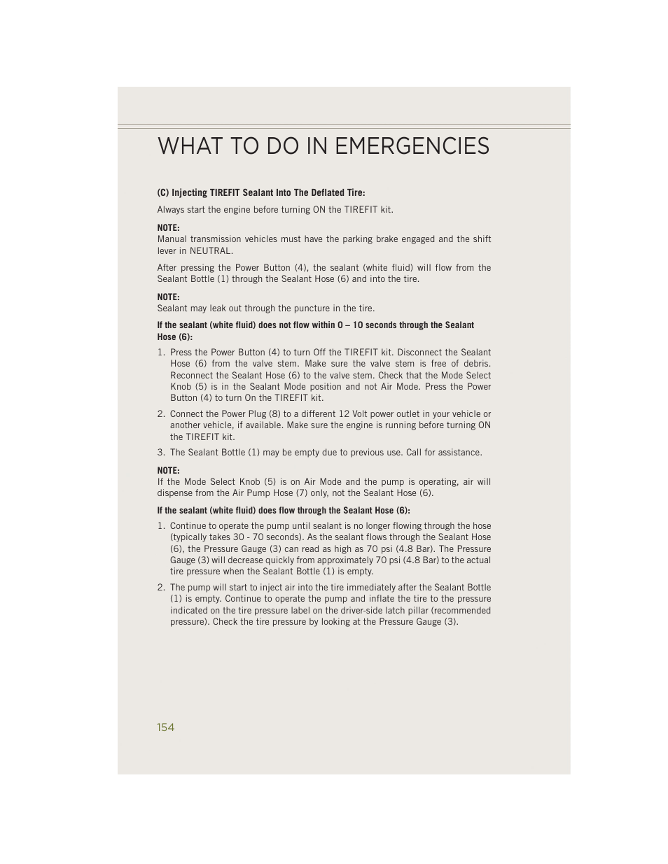 What to do in emergencies | Jeep 2014 Cherokee - User Guide User Manual | Page 156 / 204