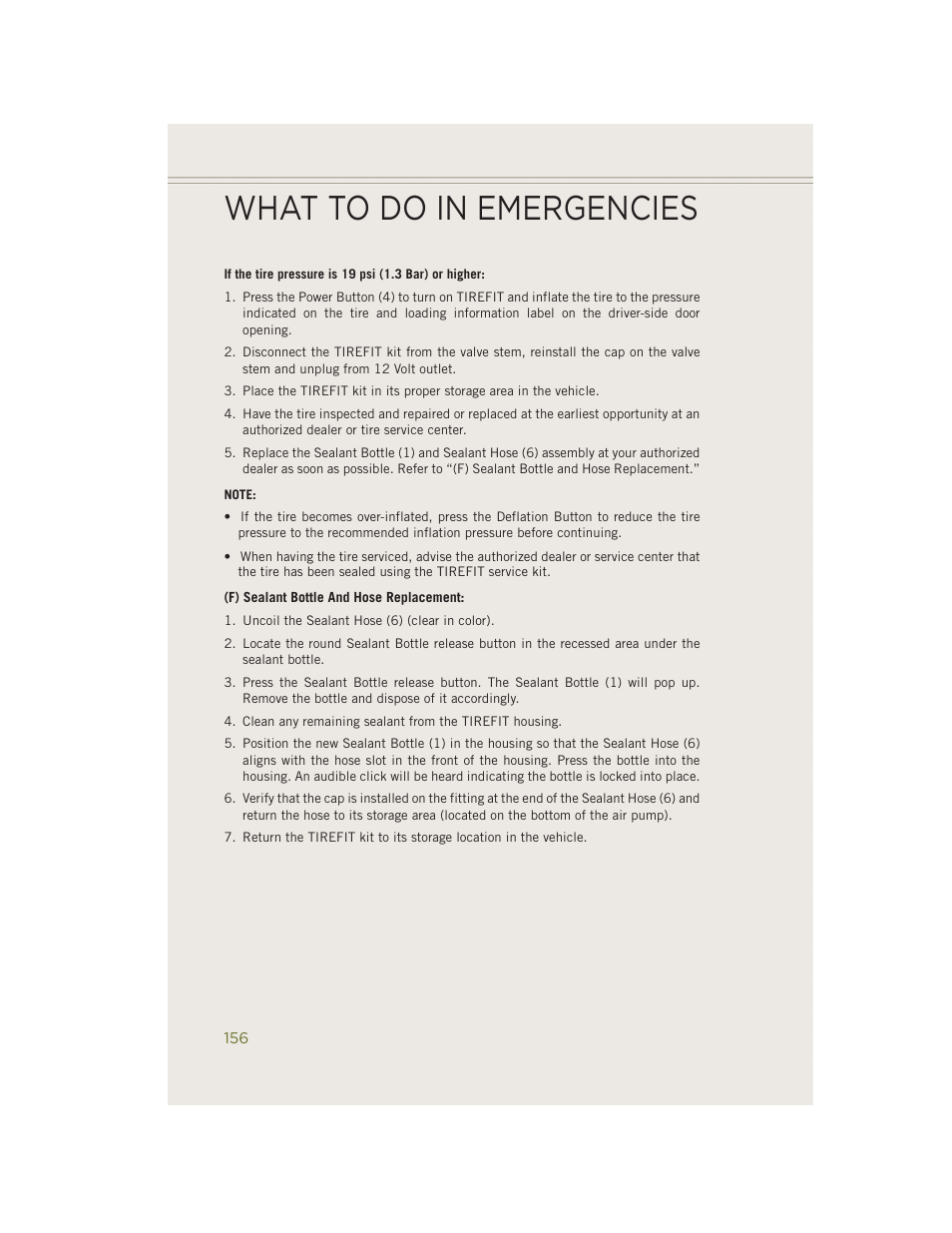 What to do in emergencies | Jeep 2014 Cherokee - User Guide User Manual | Page 158 / 204