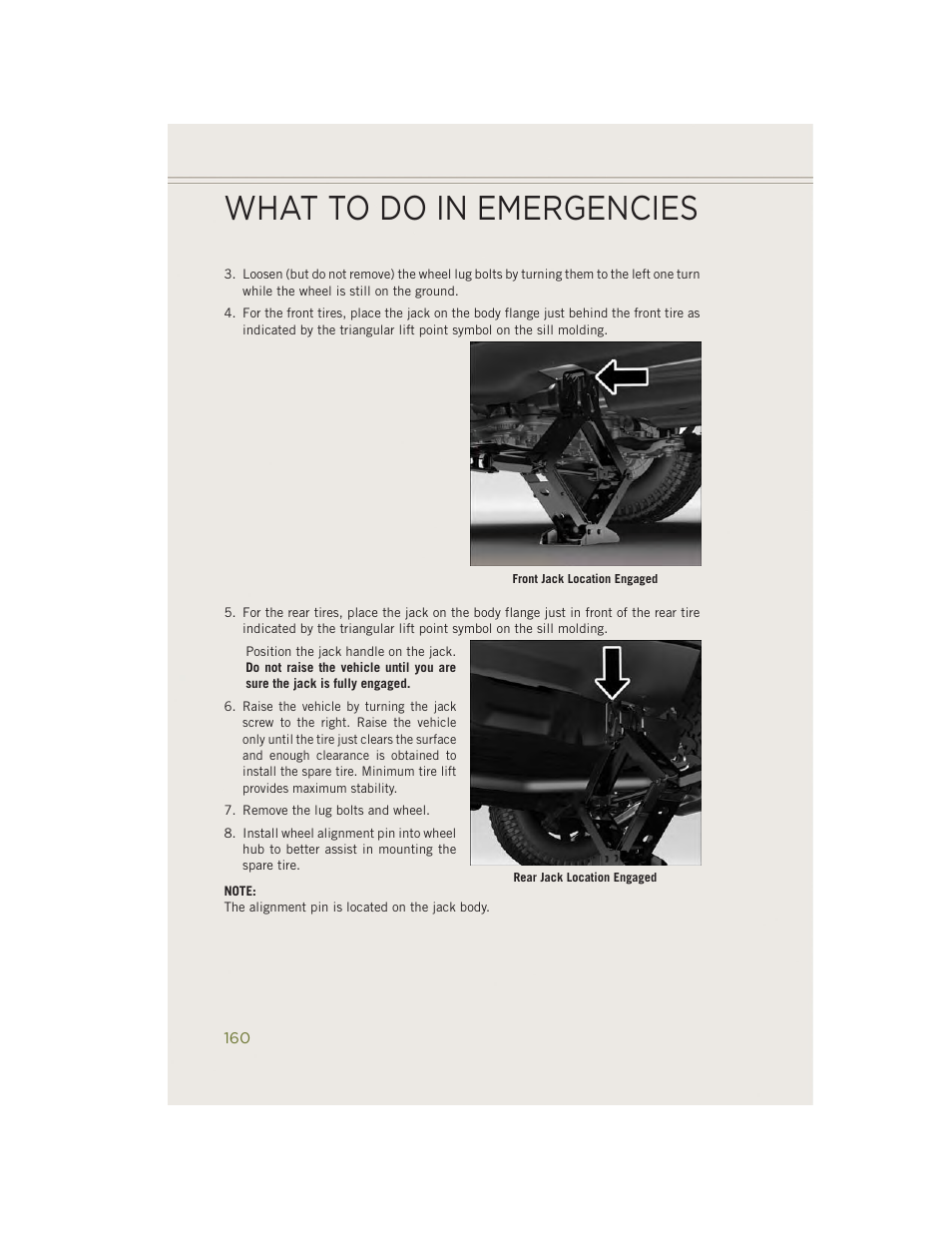 What to do in emergencies | Jeep 2014 Cherokee - User Guide User Manual | Page 162 / 204