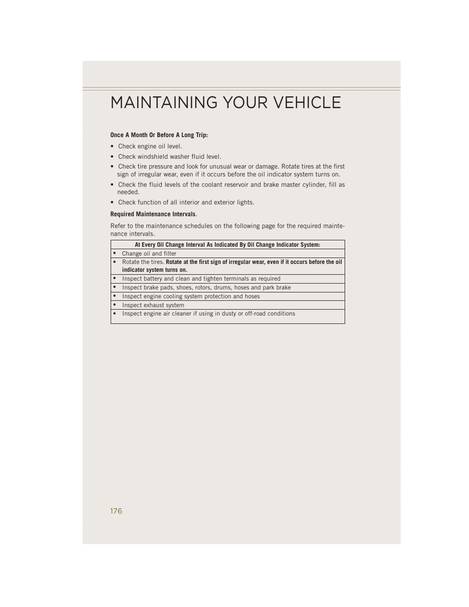 Maintaining your vehicle | Jeep 2014 Cherokee - User Guide User Manual | Page 178 / 204