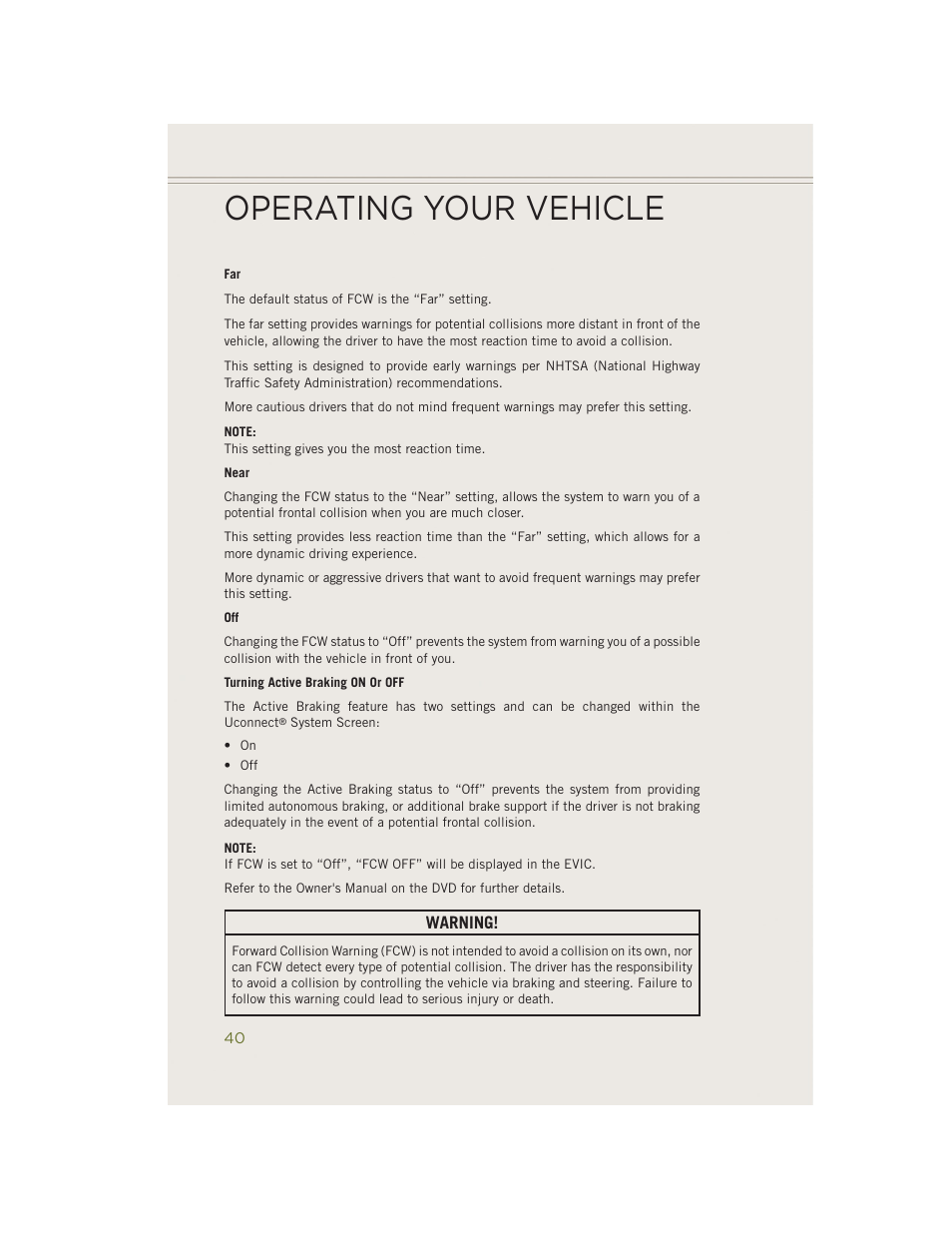 Operating your vehicle | Jeep 2014 Cherokee - User Guide User Manual | Page 42 / 204