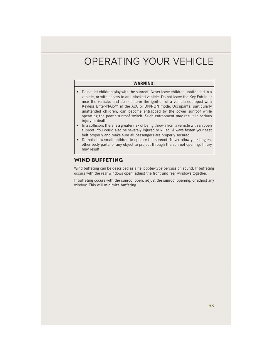 Wind buffeting, Operating your vehicle | Jeep 2014 Cherokee - User Guide User Manual | Page 55 / 204