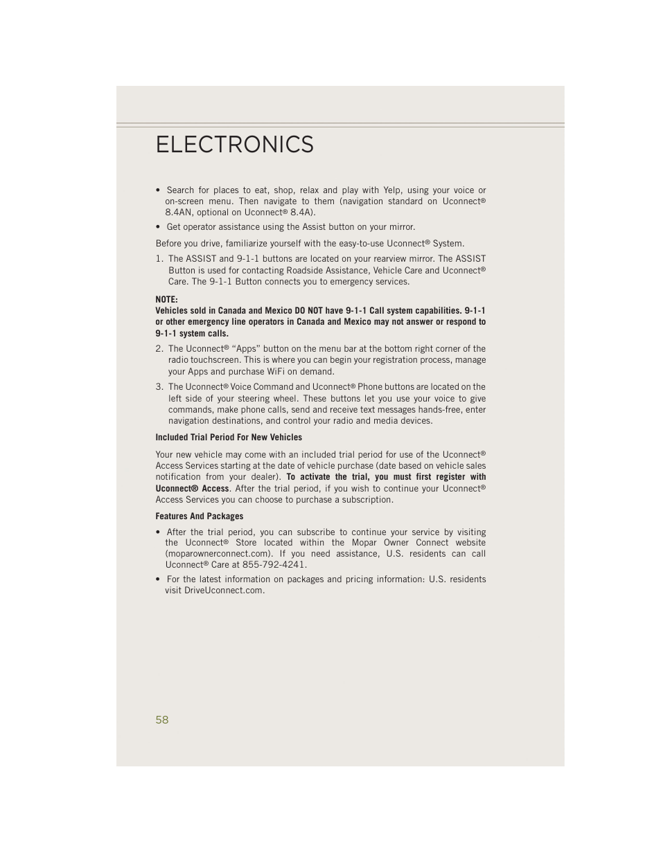 Electronics | Jeep 2014 Cherokee - User Guide User Manual | Page 60 / 204