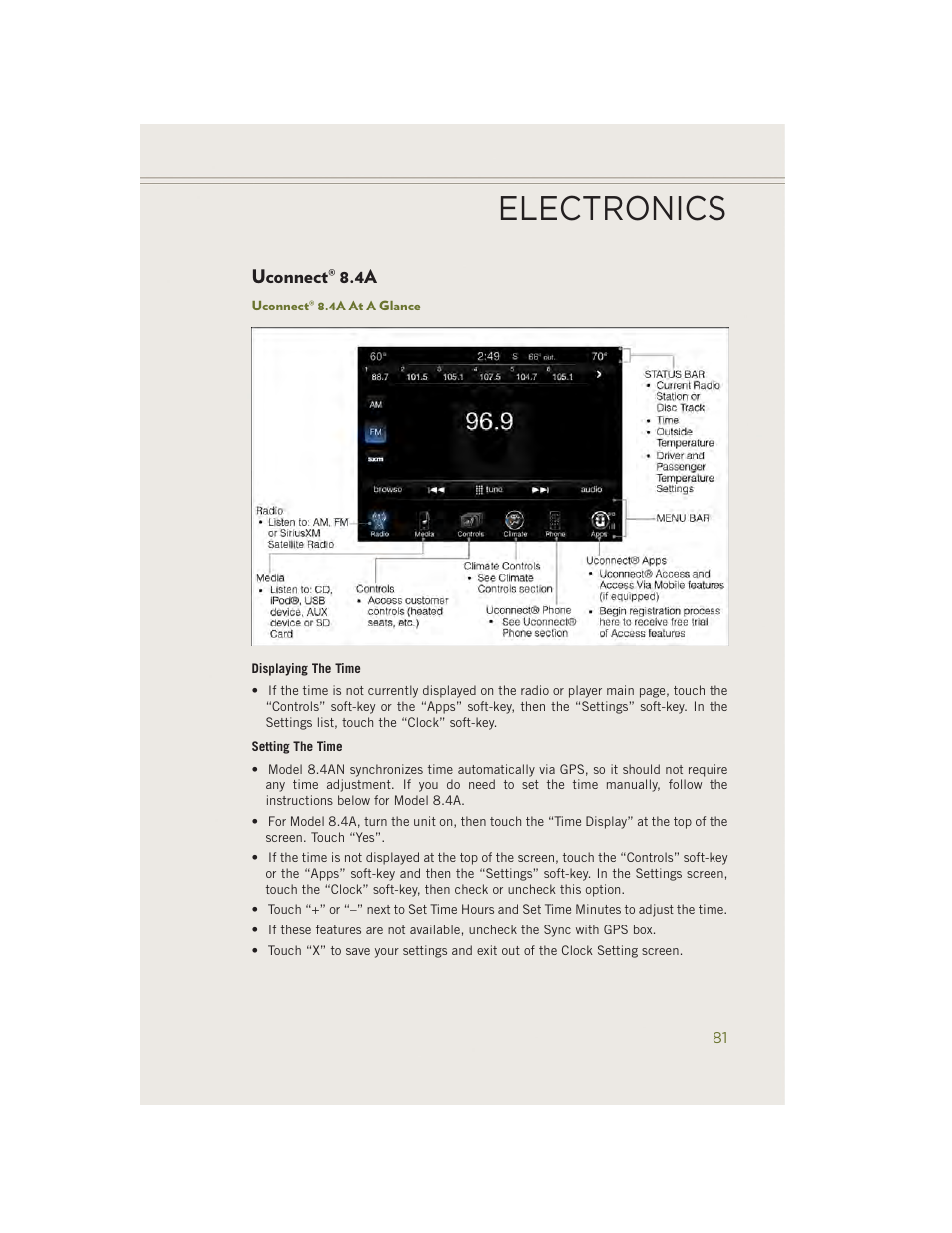 Uconnect® 8.4a, Uconnect® 8.4a at a glance, Uconnect | Electronics | Jeep 2014 Cherokee - User Guide User Manual | Page 83 / 204