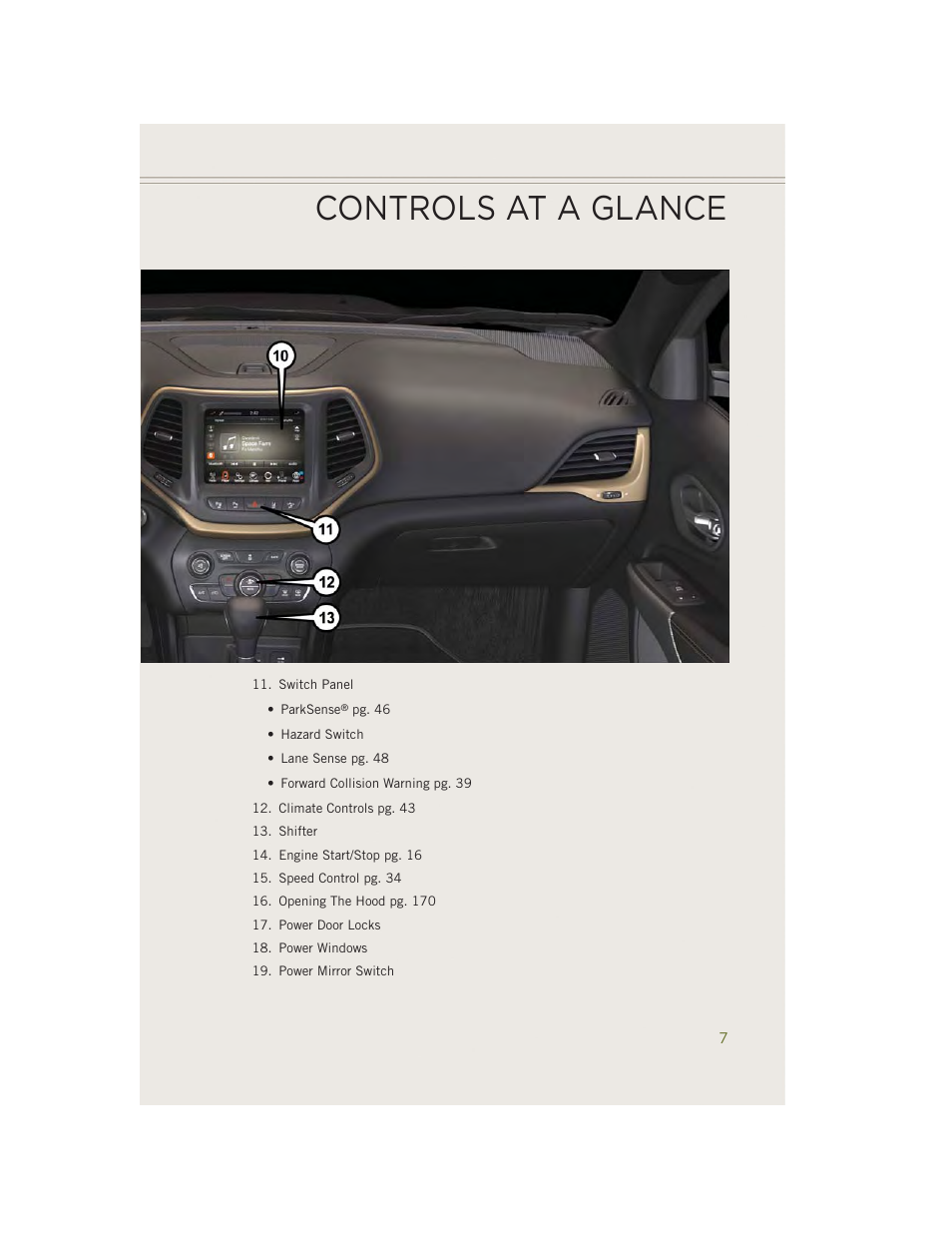 Controls at a glance | Jeep 2014 Cherokee - User Guide User Manual | Page 9 / 204