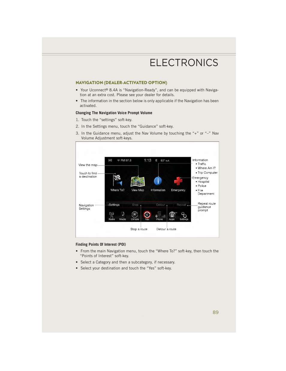 Navigation (dealer-activated option), Electronics | Jeep 2014 Cherokee - User Guide User Manual | Page 91 / 204