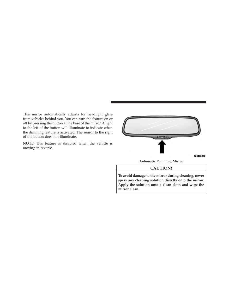 Automatic dimming mirror — if equipped | Jeep 2014 Compass - Owner Manual User Manual | Page 112 / 572