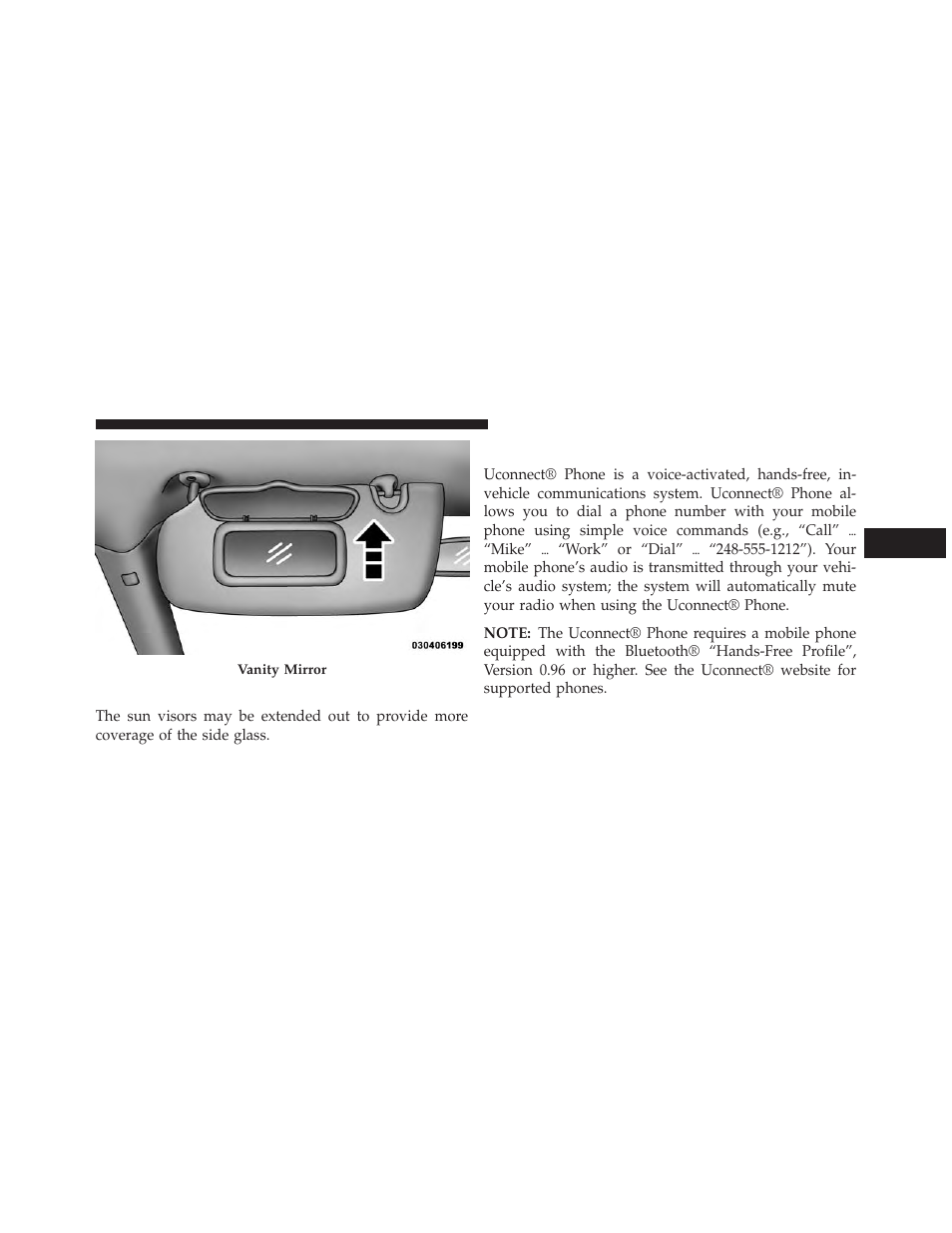 Sun visor sliding feature, Uconnect® phone — if equipped | Jeep 2014 Compass - Owner Manual User Manual | Page 115 / 572