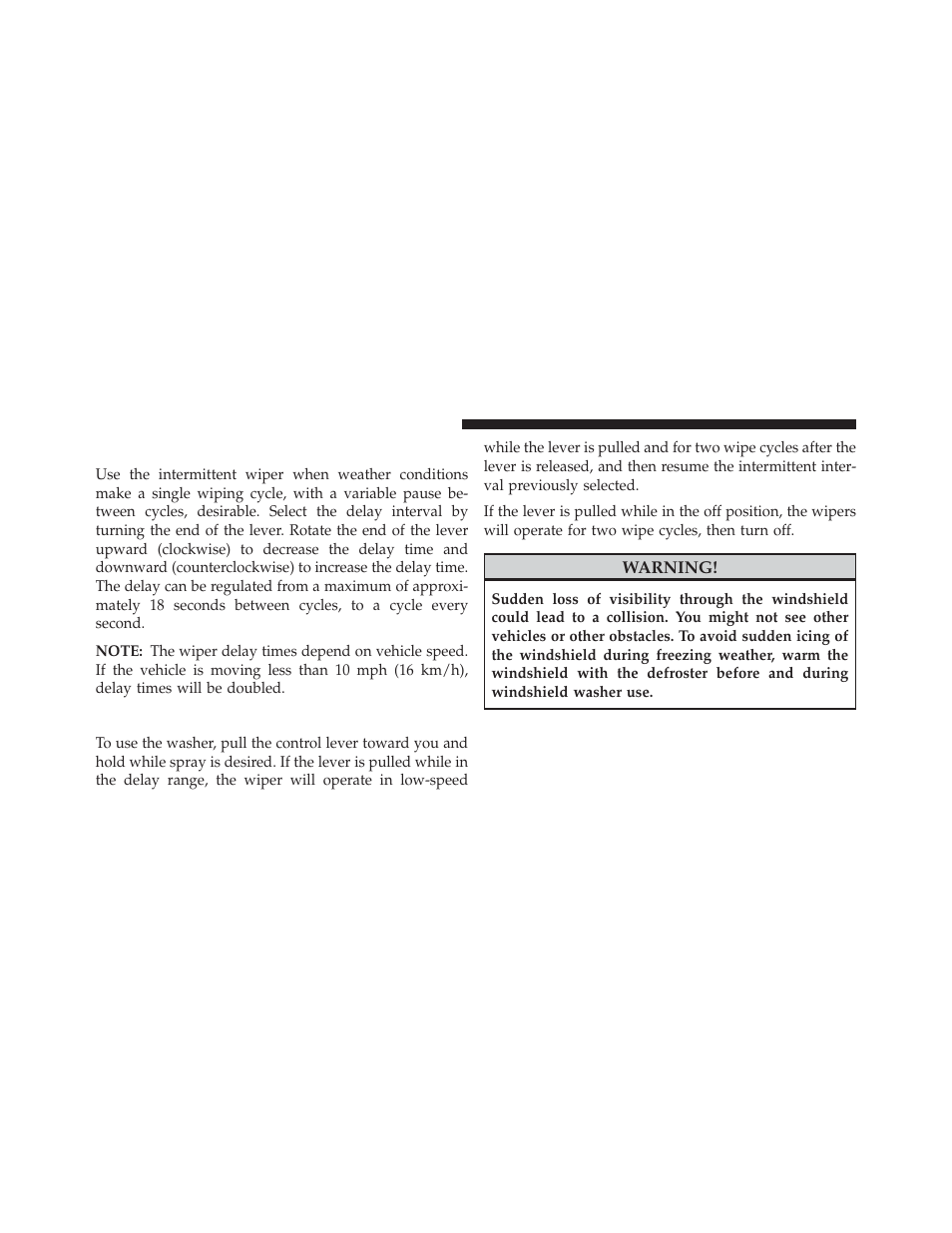 Intermittent wiper system, Windshield washers | Jeep 2014 Compass - Owner Manual User Manual | Page 176 / 572