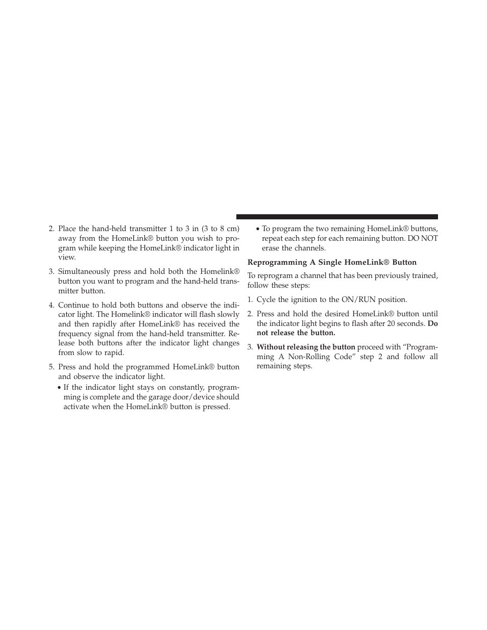 Reprogramming a single homelink® button | Jeep 2014 Compass - Owner Manual User Manual | Page 190 / 572