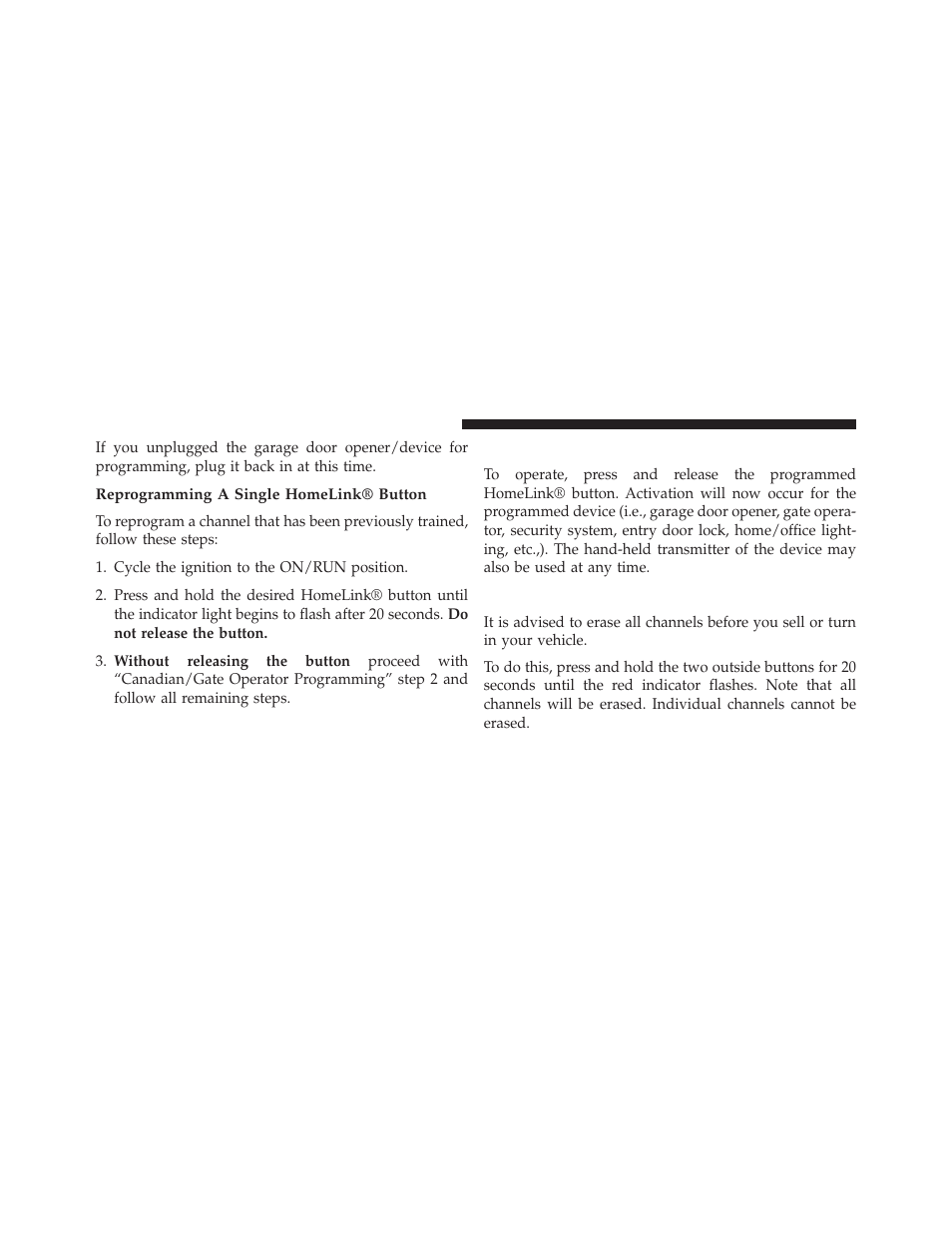 Reprogramming a single homelink® button, Using homelink, Security | Jeep 2014 Compass - Owner Manual User Manual | Page 192 / 572