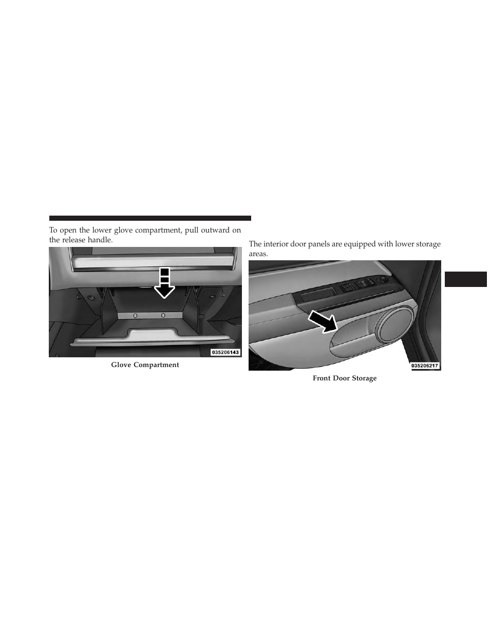 Door storage | Jeep 2014 Compass - Owner Manual User Manual | Page 205 / 572