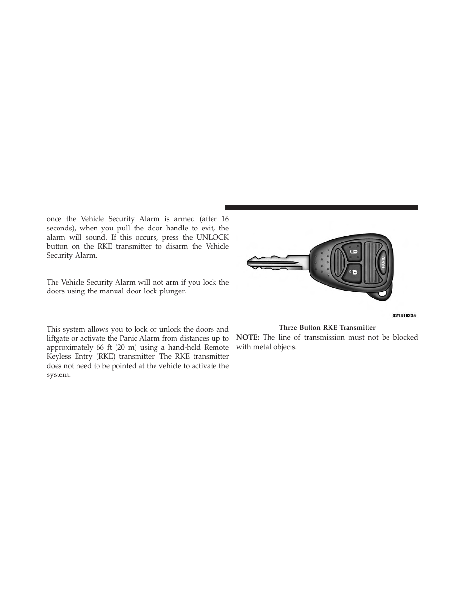 Vehicle security alarm manual override, Remote keyless entry (rke) — if equipped, Remote keyless entry (rke) — if | Equipped | Jeep 2014 Compass - Owner Manual User Manual | Page 22 / 572