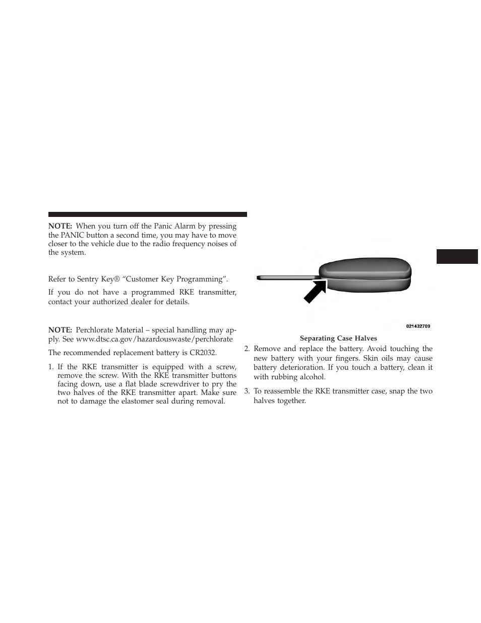 Programming additional transmitters, Transmitter battery replacement | Jeep 2014 Compass - Owner Manual User Manual | Page 27 / 572