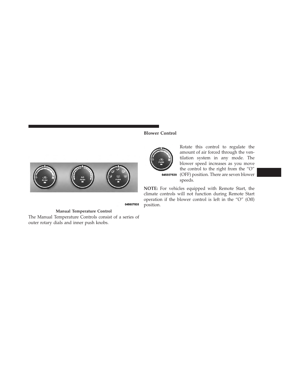 Manual heating and air conditioning, Blower control | Jeep 2014 Compass - Owner Manual User Manual | Page 309 / 572