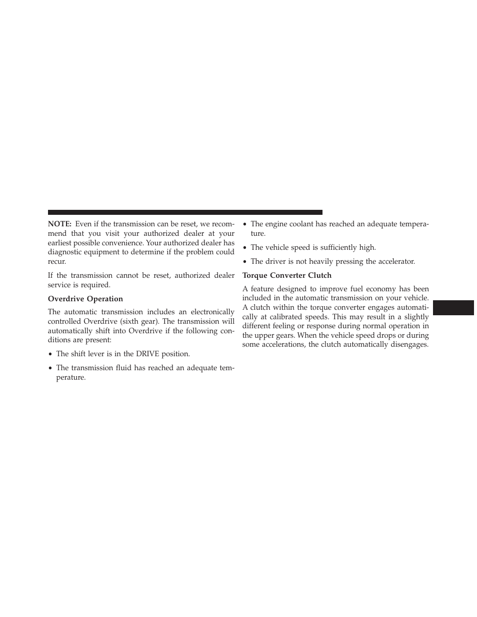Overdrive operation, Torque converter clutch | Jeep 2014 Compass - Owner Manual User Manual | Page 343 / 572