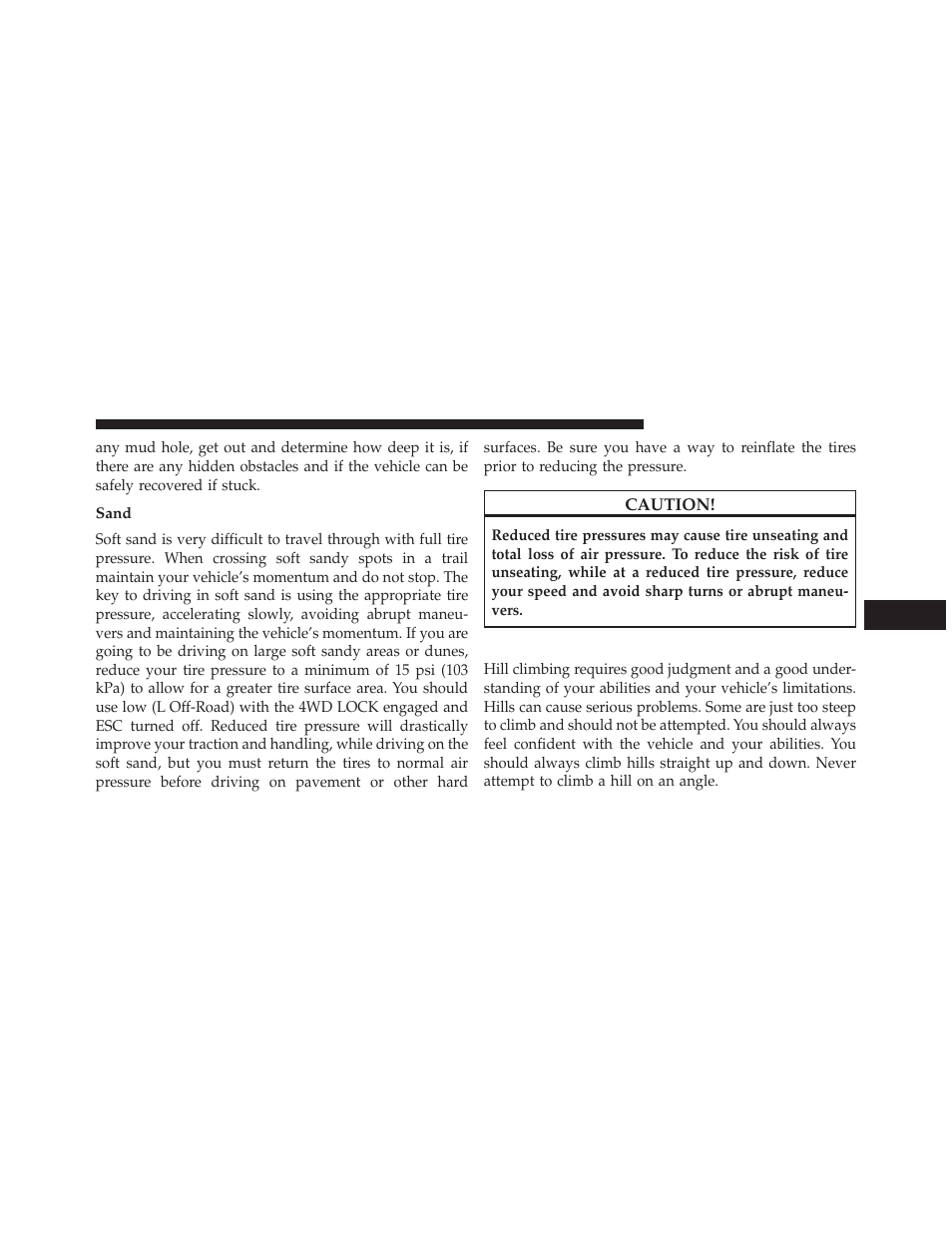 Sand, Hill climbing | Jeep 2014 Compass - Owner Manual User Manual | Page 357 / 572