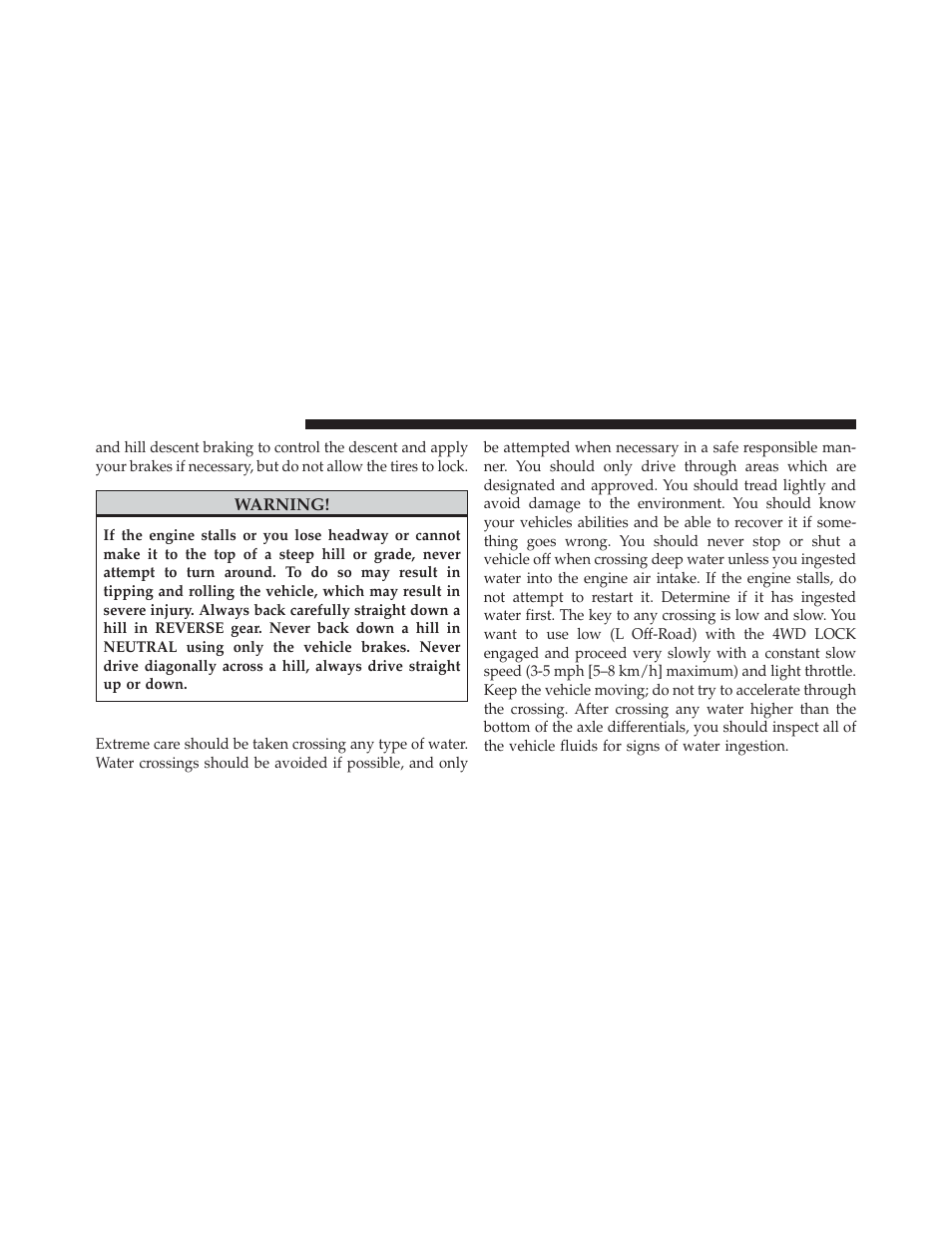 Driving through water | Jeep 2014 Compass - Owner Manual User Manual | Page 360 / 572