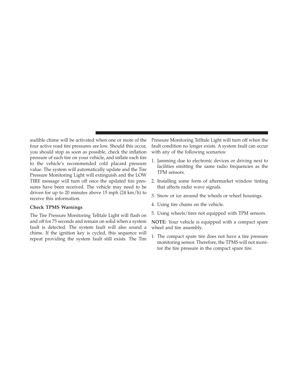 Check tpms warnings | Jeep 2014 Compass - Owner Manual User Manual | Page 410 / 572